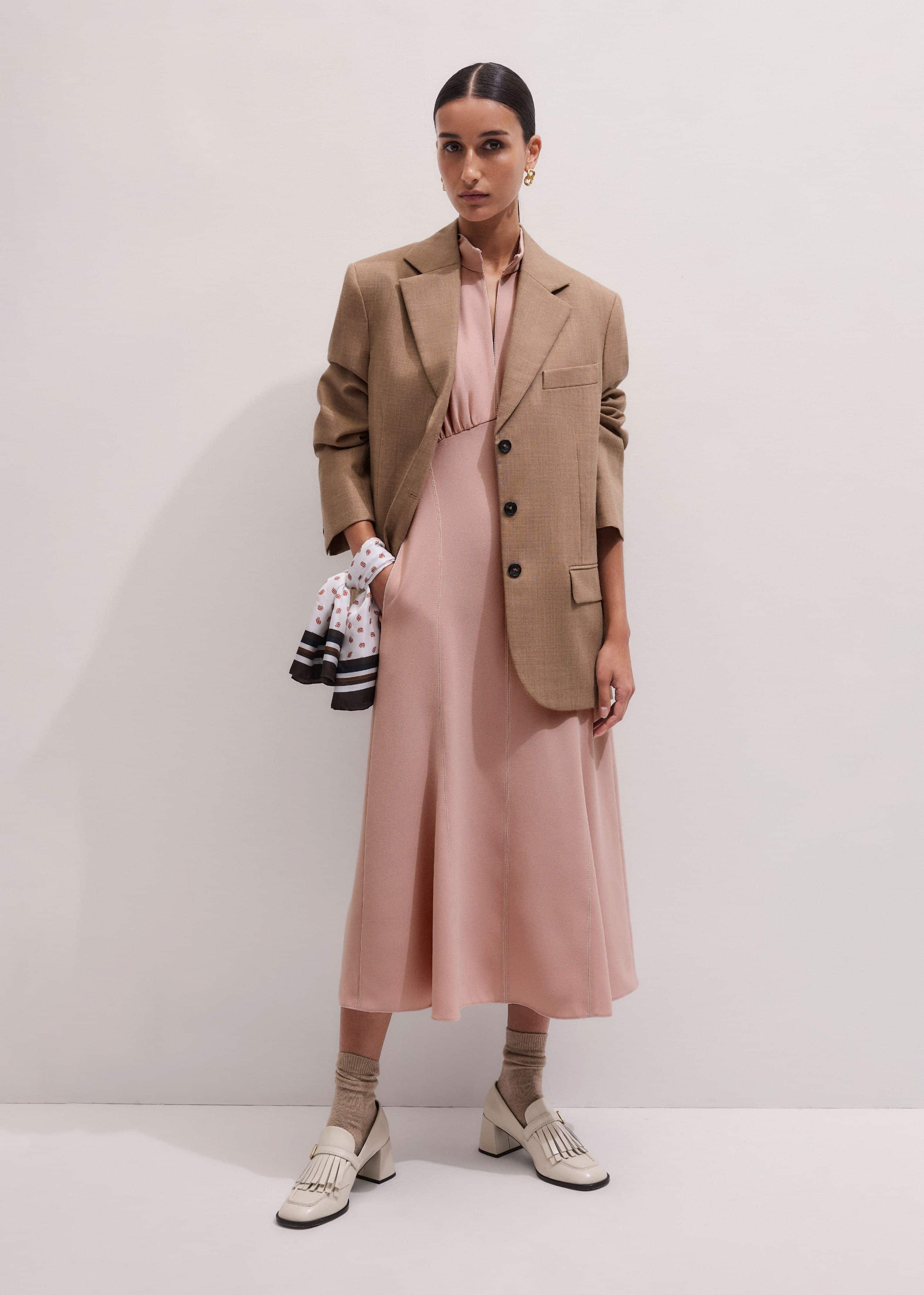 Smoke Pink Contrast Stitch Midi Dress