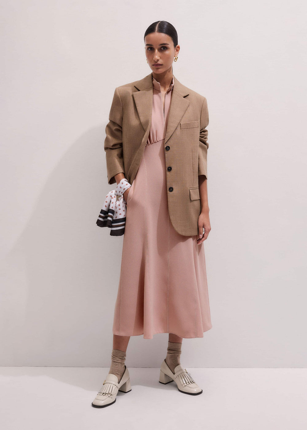 Smoke Pink Contrast Stitch Midi Dress