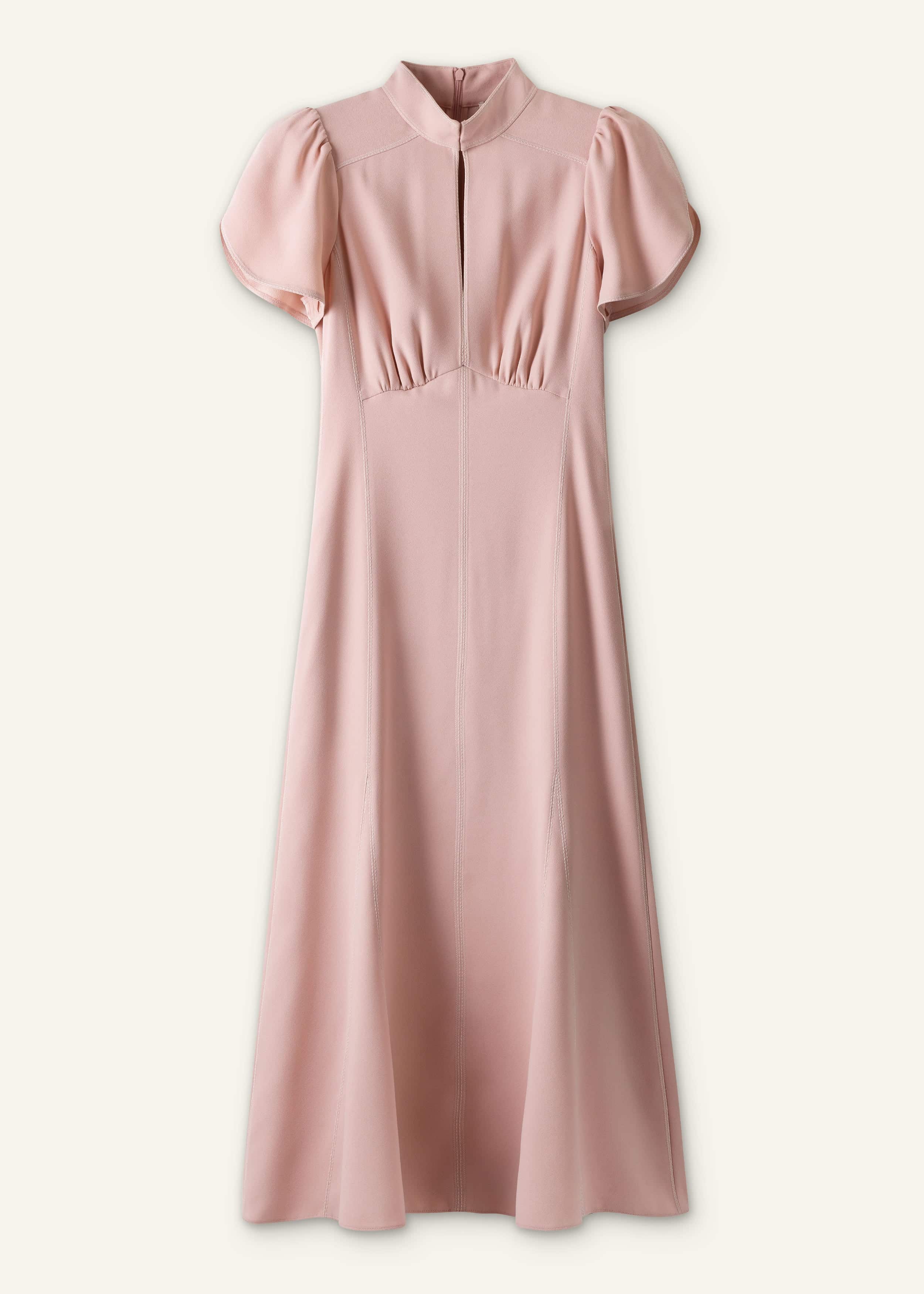Smoke Pink Contrast Stitch Midi Dress