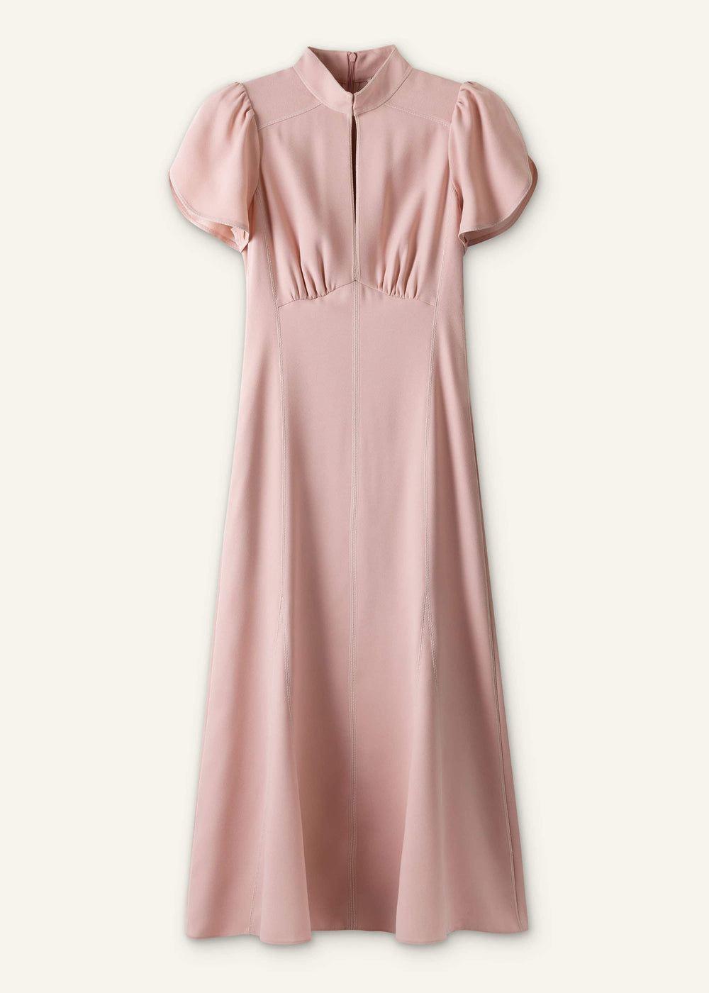 Smoke Pink Contrast Stitch Midi Dress