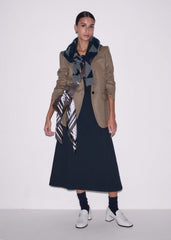 Navy Cable Jacquard Half-Zip Midi Dress