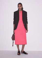 Pink Contrast Binding Fit And Flare Midi Dress