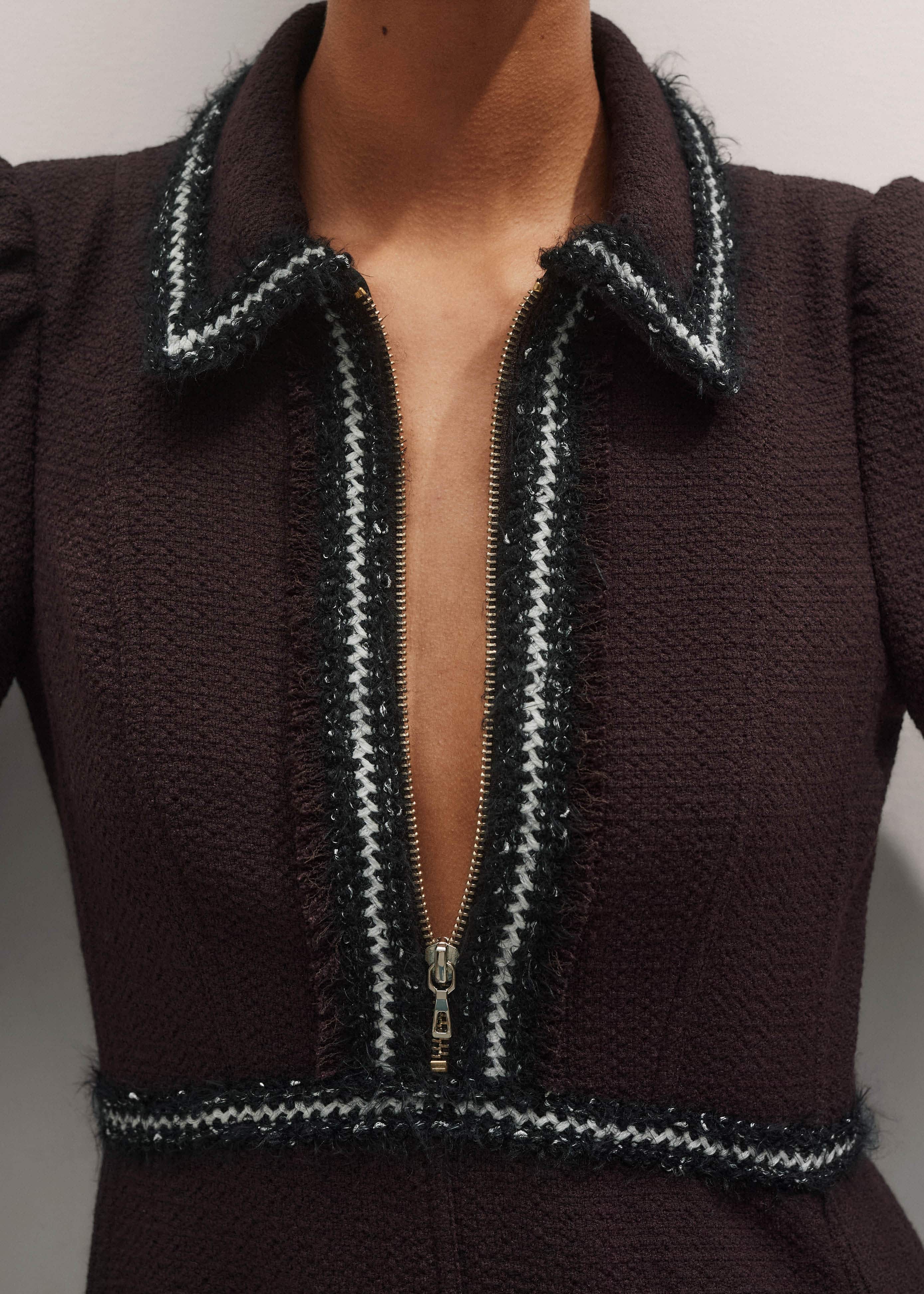 Brown Tweed Midi Dress
