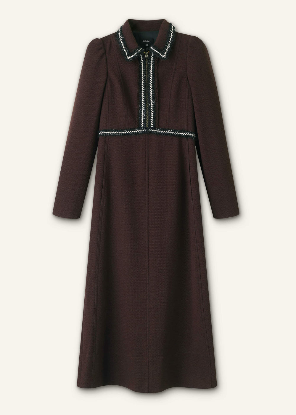Brown Tweed Midi Dress
