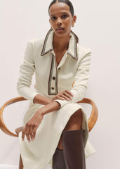 Cream Crochet Trim Fit and Flare Midi Dress