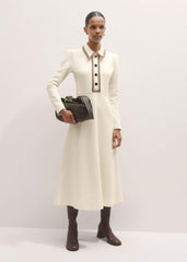 Cream Crochet Trim Fit and Flare Midi Dress