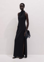 Black Draped Full Length Dress