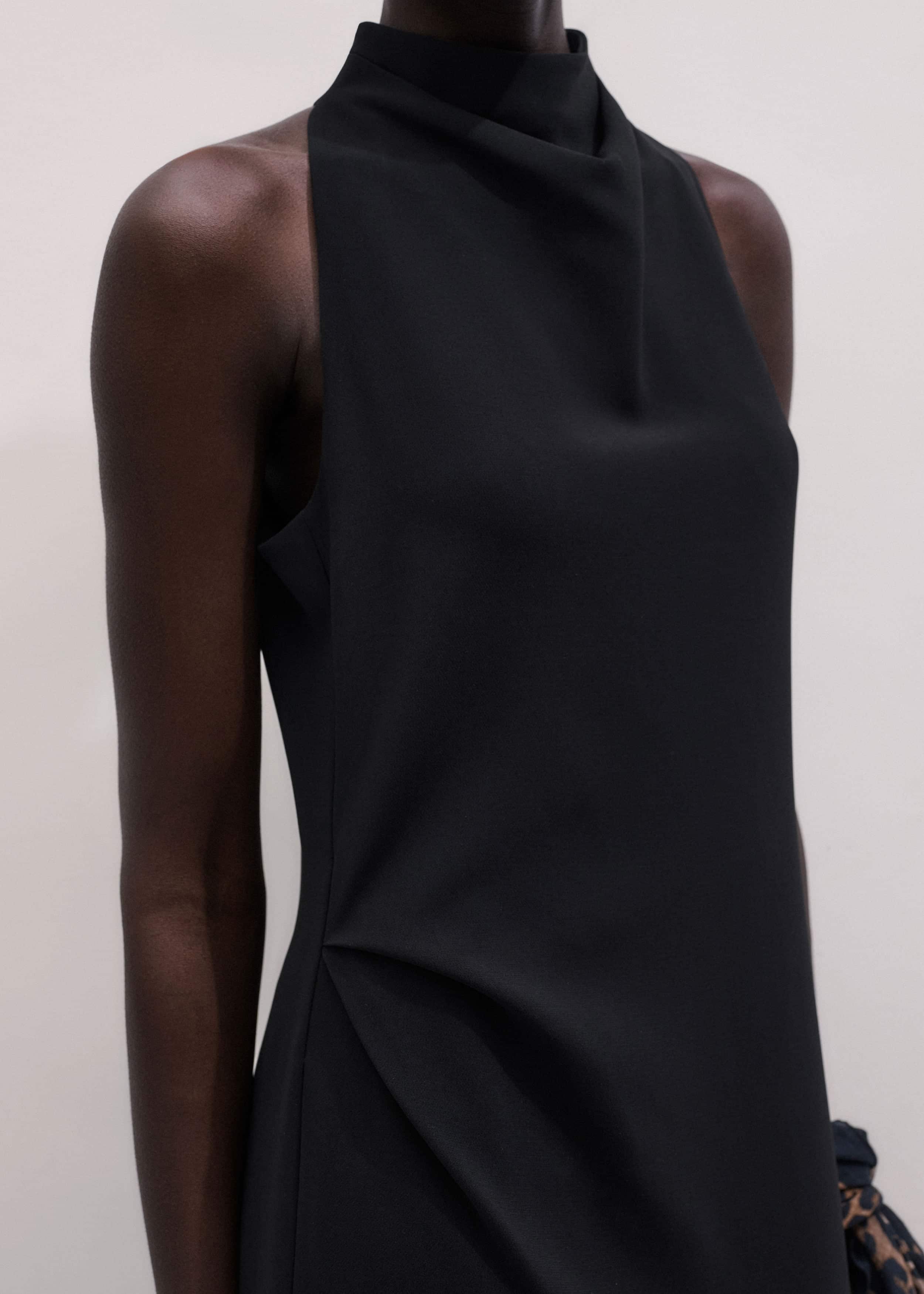 Black Draped Full Length Dress