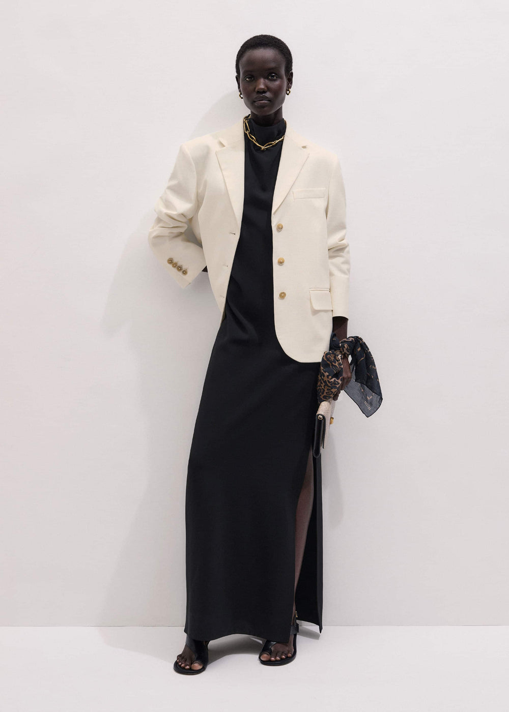 Black Draped Full Length Dress