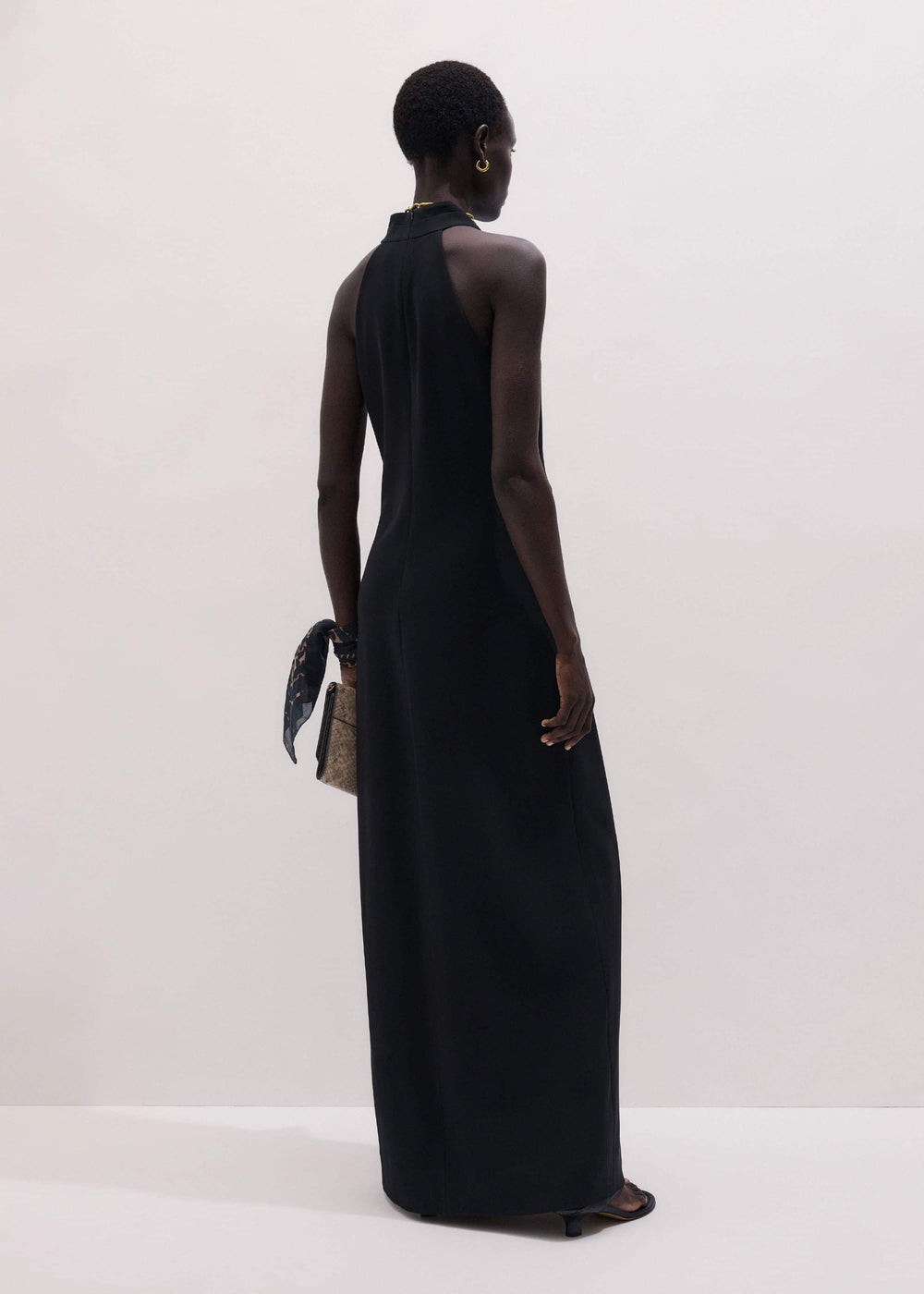 Black Draped Full Length Dress