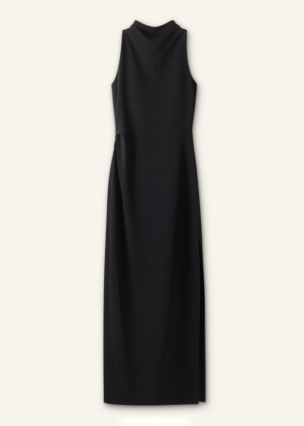 Black Draped Full Length Dress