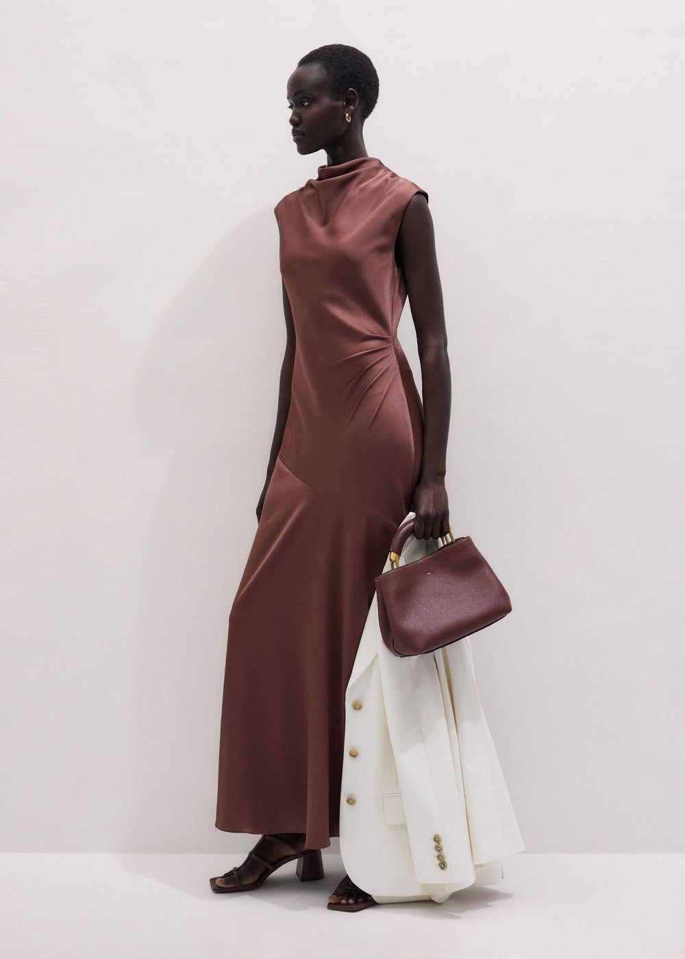 Cinnamon Bias Cut Full Length Dress