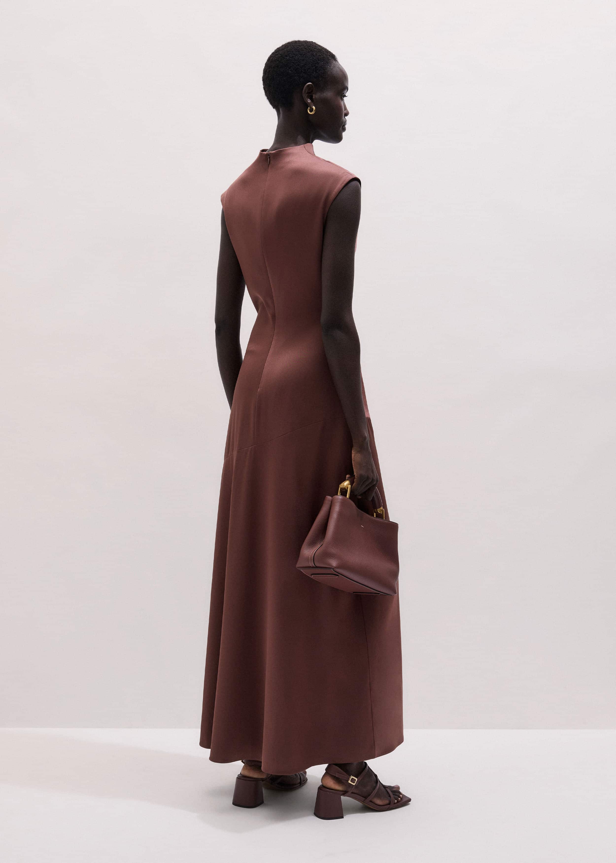 Cinnamon Bias Cut Full Length Dress