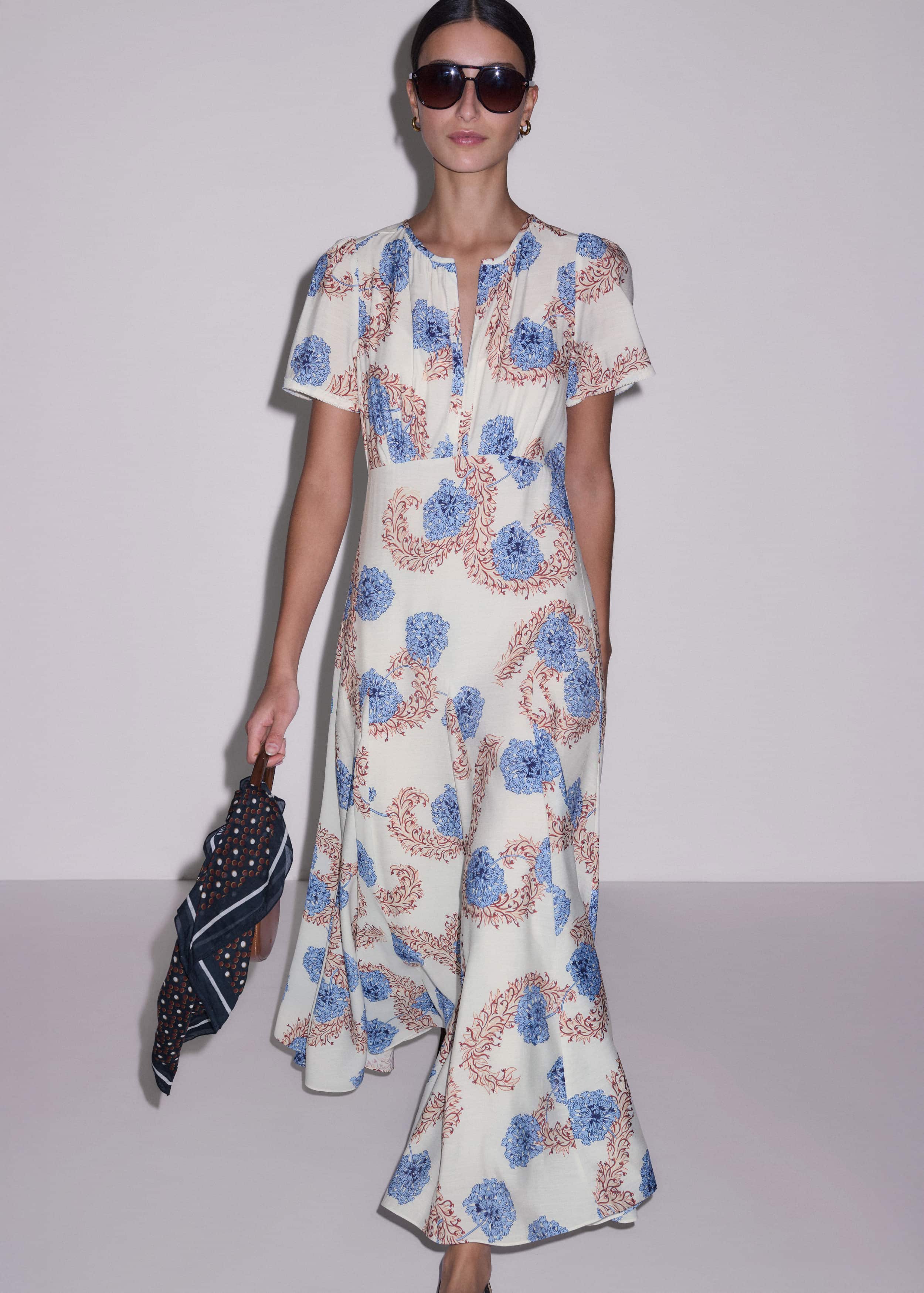 Cream Fit + Flare Maxi Dress