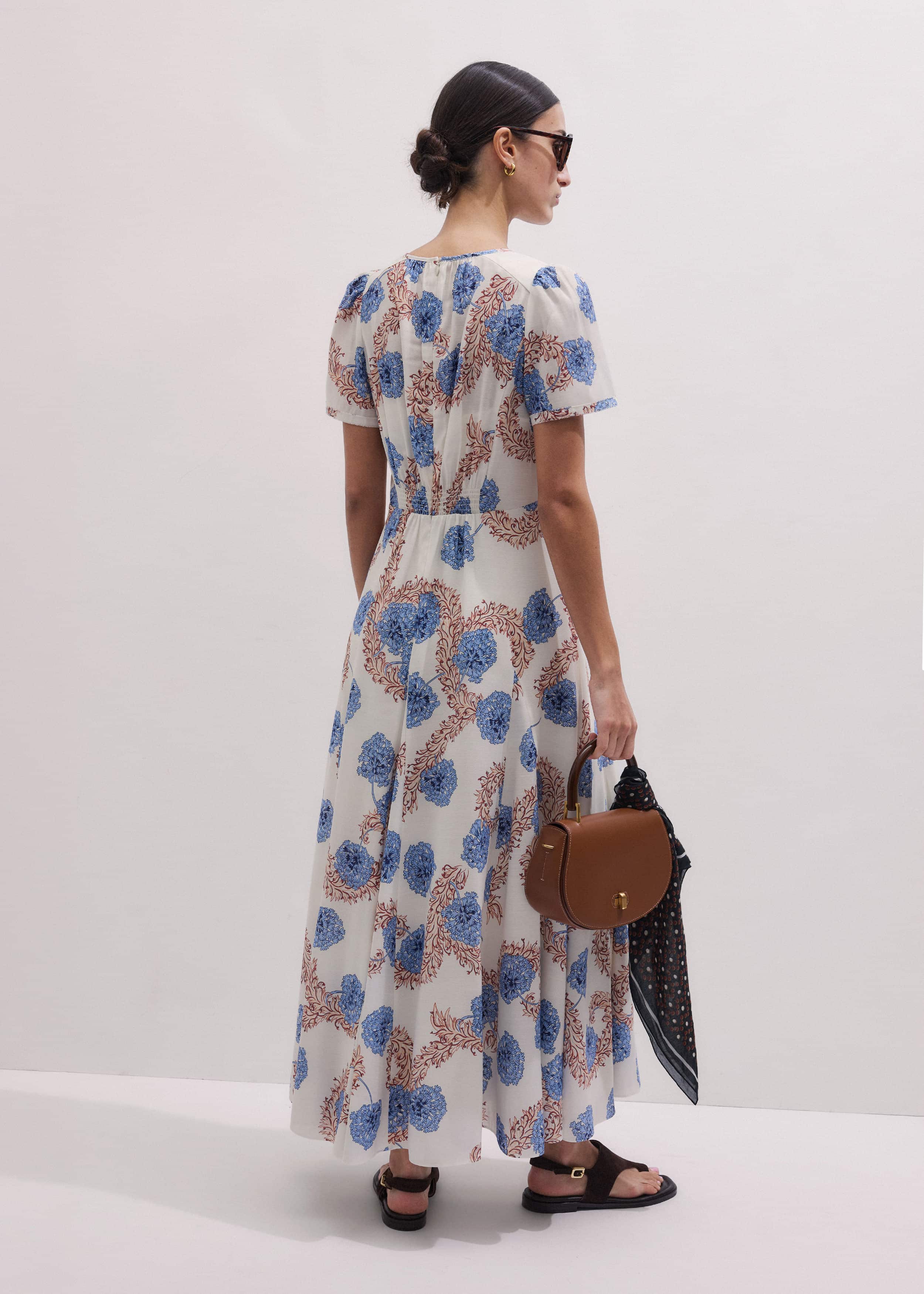 Cream Fit + Flare Maxi Dress