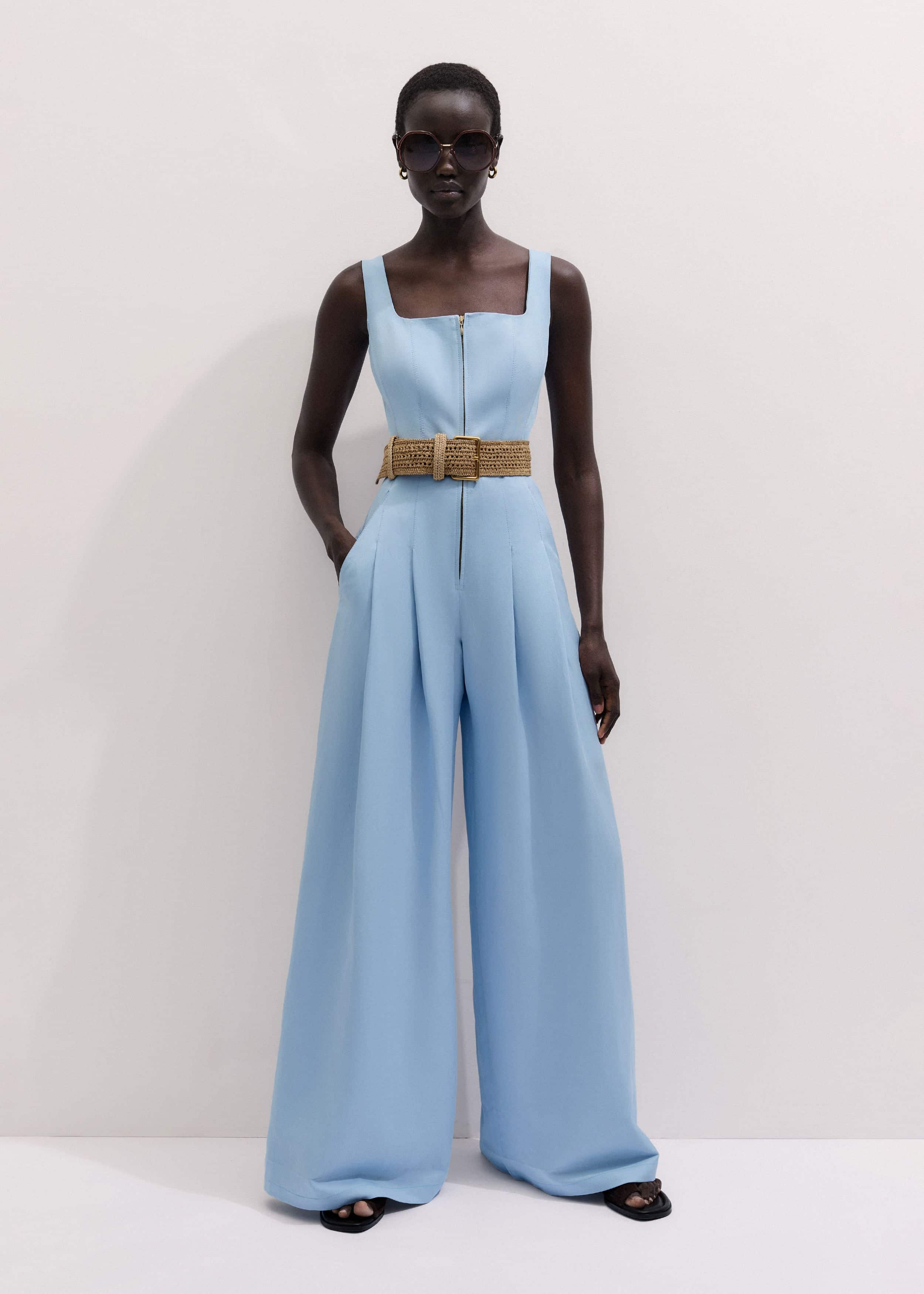 Blue Wide-Leg Jumpsuit