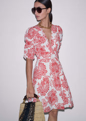 White Cheesecloth Fit + Flare Short Dress
