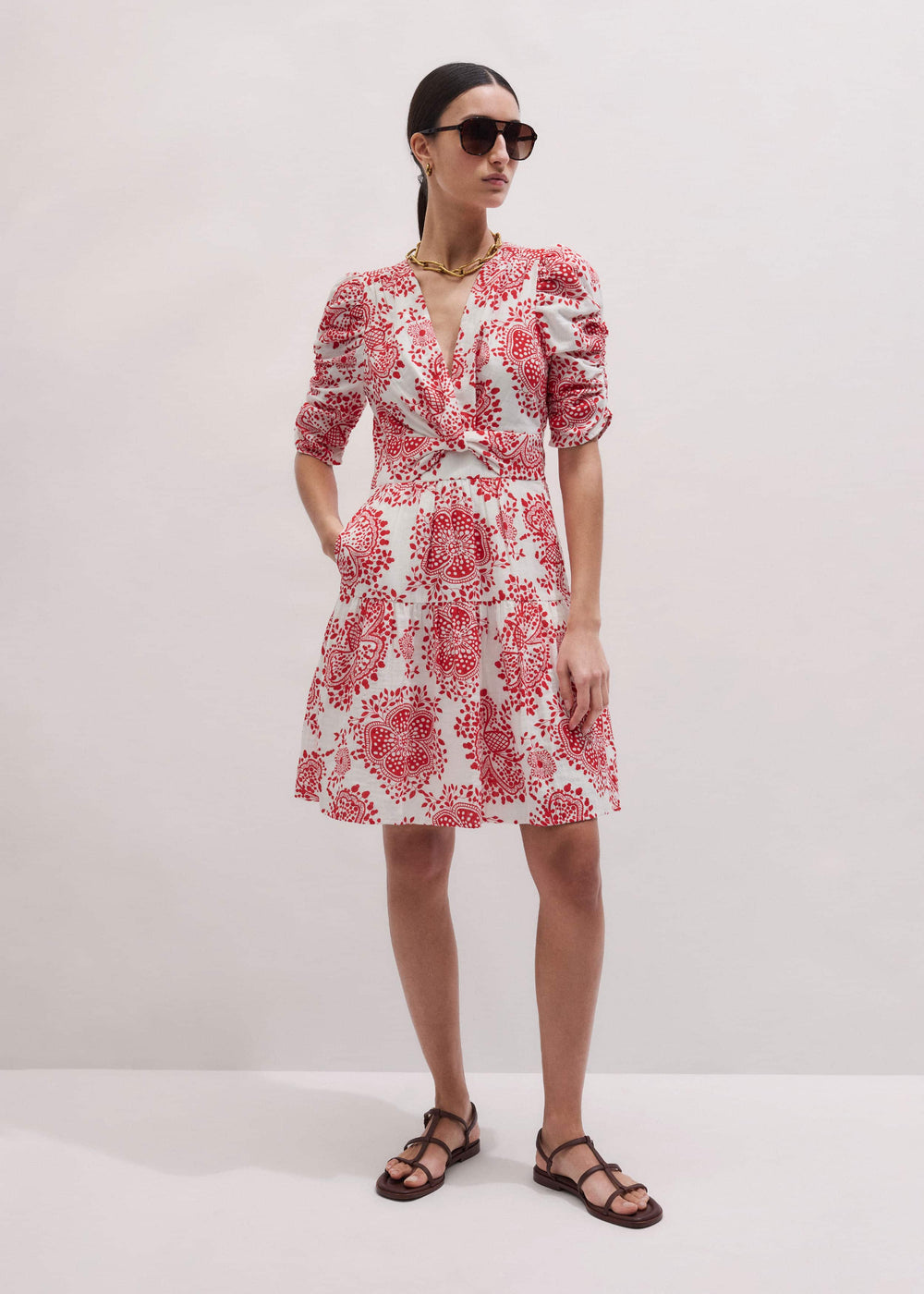 White Cheesecloth Fit + Flare Short Dress