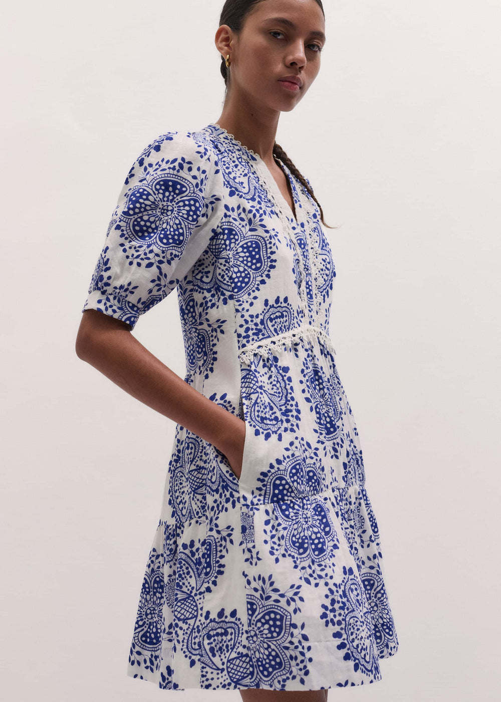 White Cheesecloth Short Swing Dress