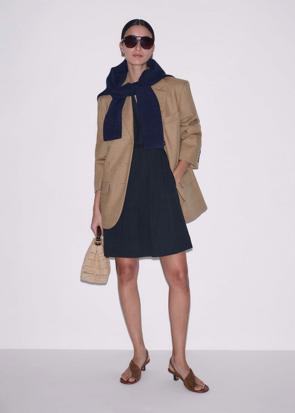 Navy Cheesecloth Short Swing Dress