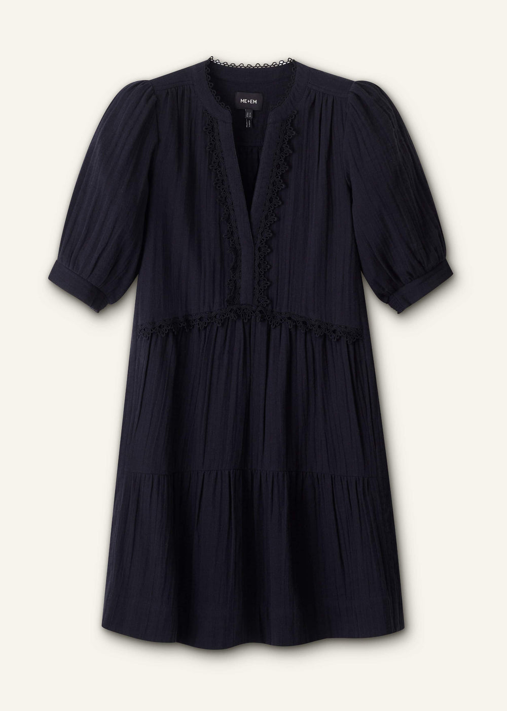 Navy Cheesecloth Short Swing Dress