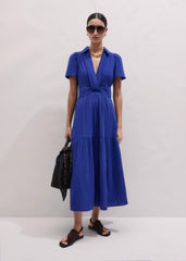 Blue Cheesecloth Fit + Flare Maxi Dress