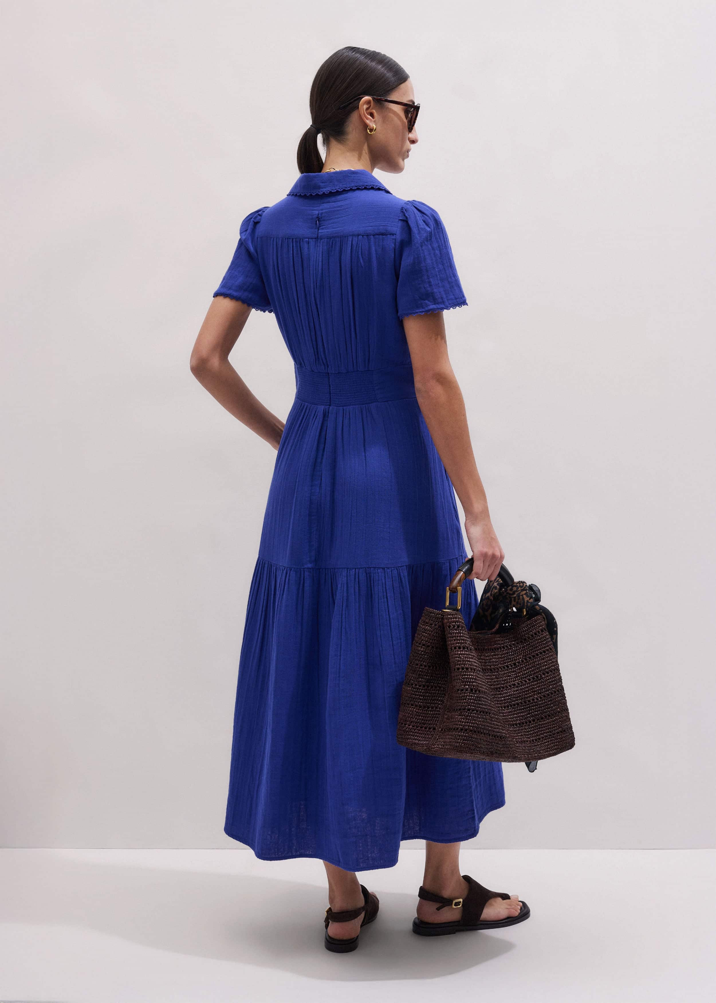Blue Cheesecloth Fit + Flare Maxi Dress