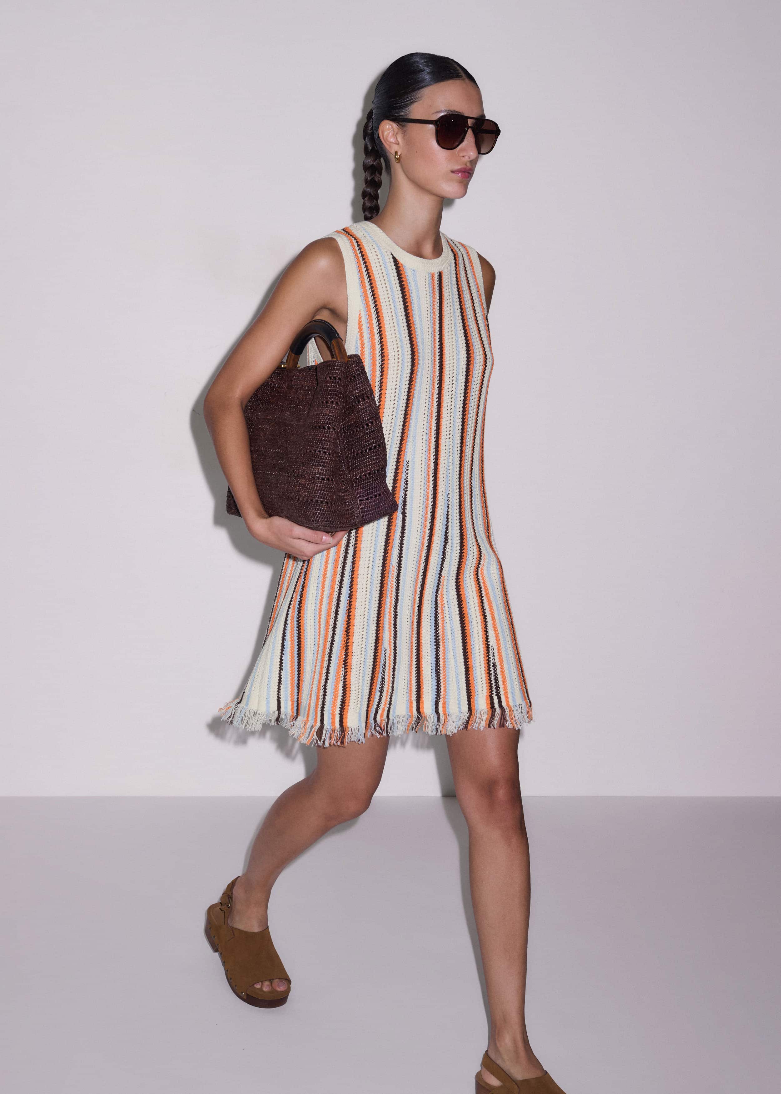 Cream Textured Knit Mini Dress