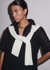 Black Broderie Anglaise Short Dress
