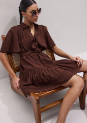 Cinnamon Brown Mini Swing Dress