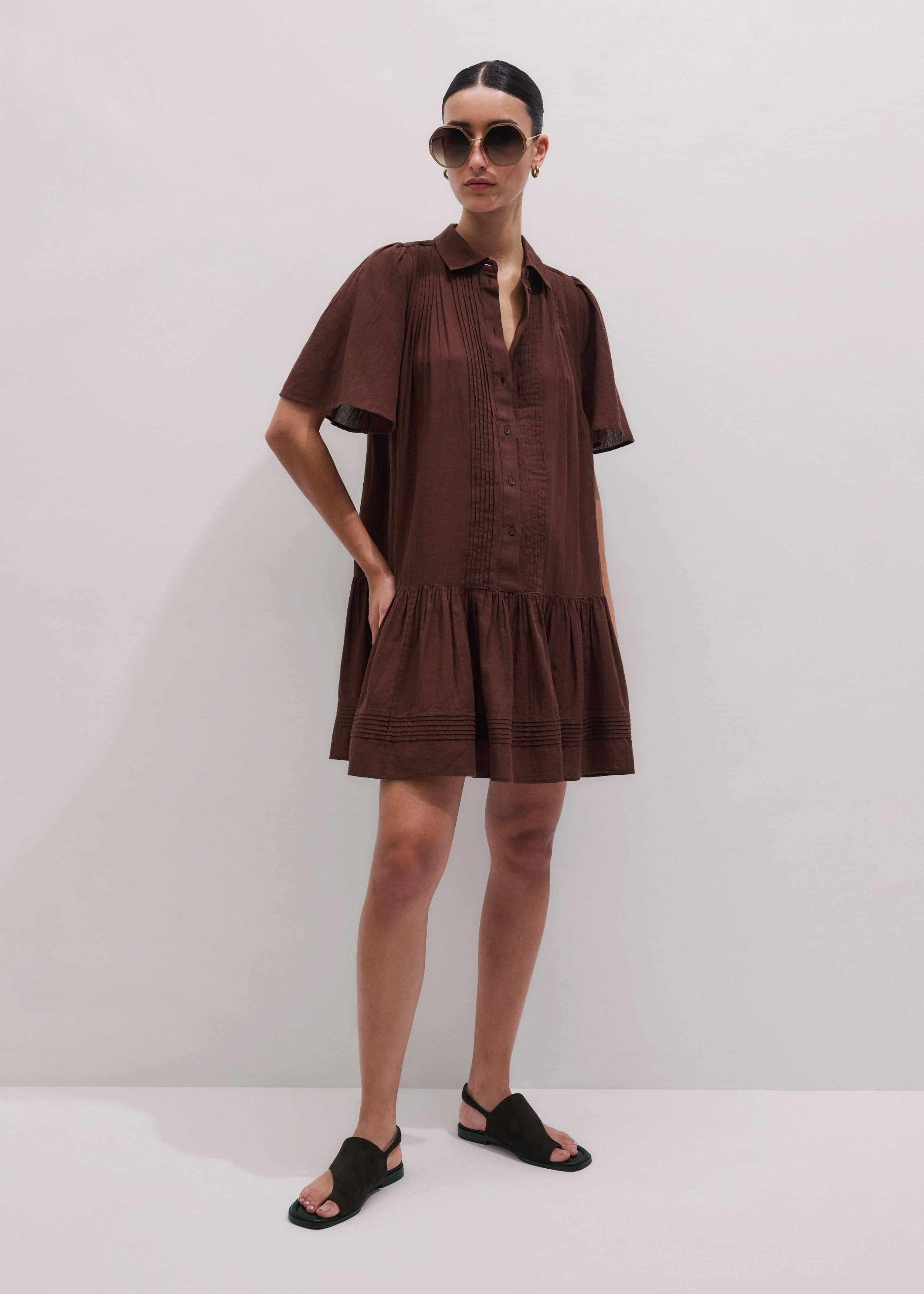 Cinnamon Brown Mini Swing Dress