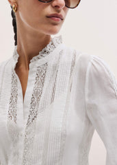 White Lace Trim Short Dress