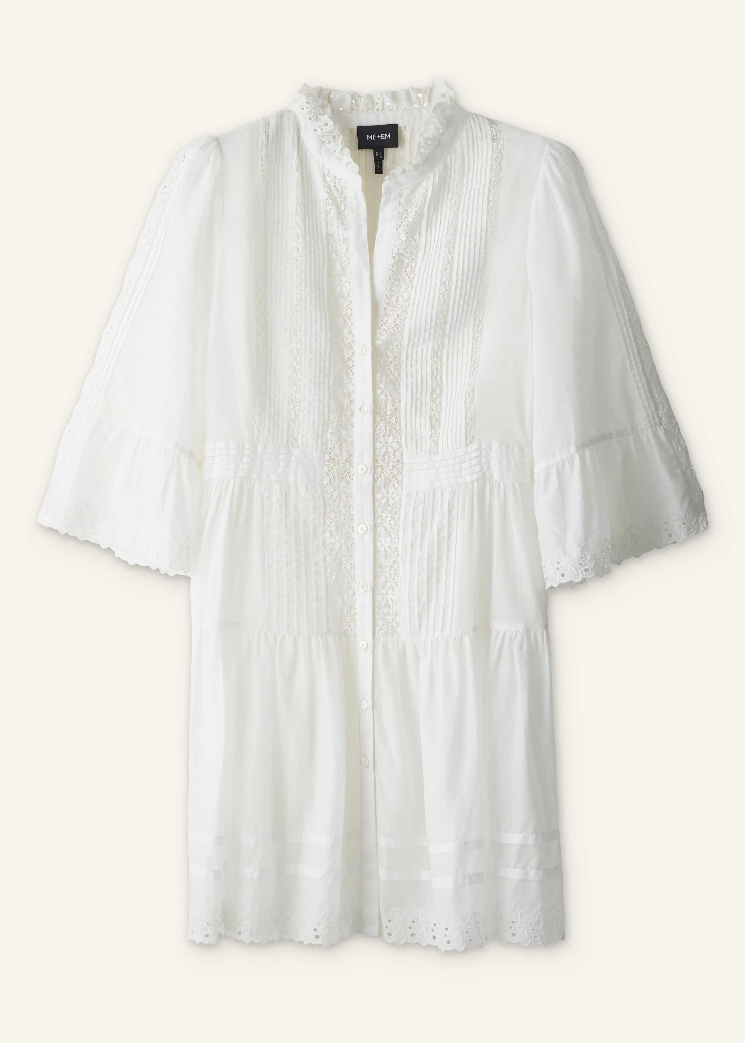 White Lace Trim Short Dress