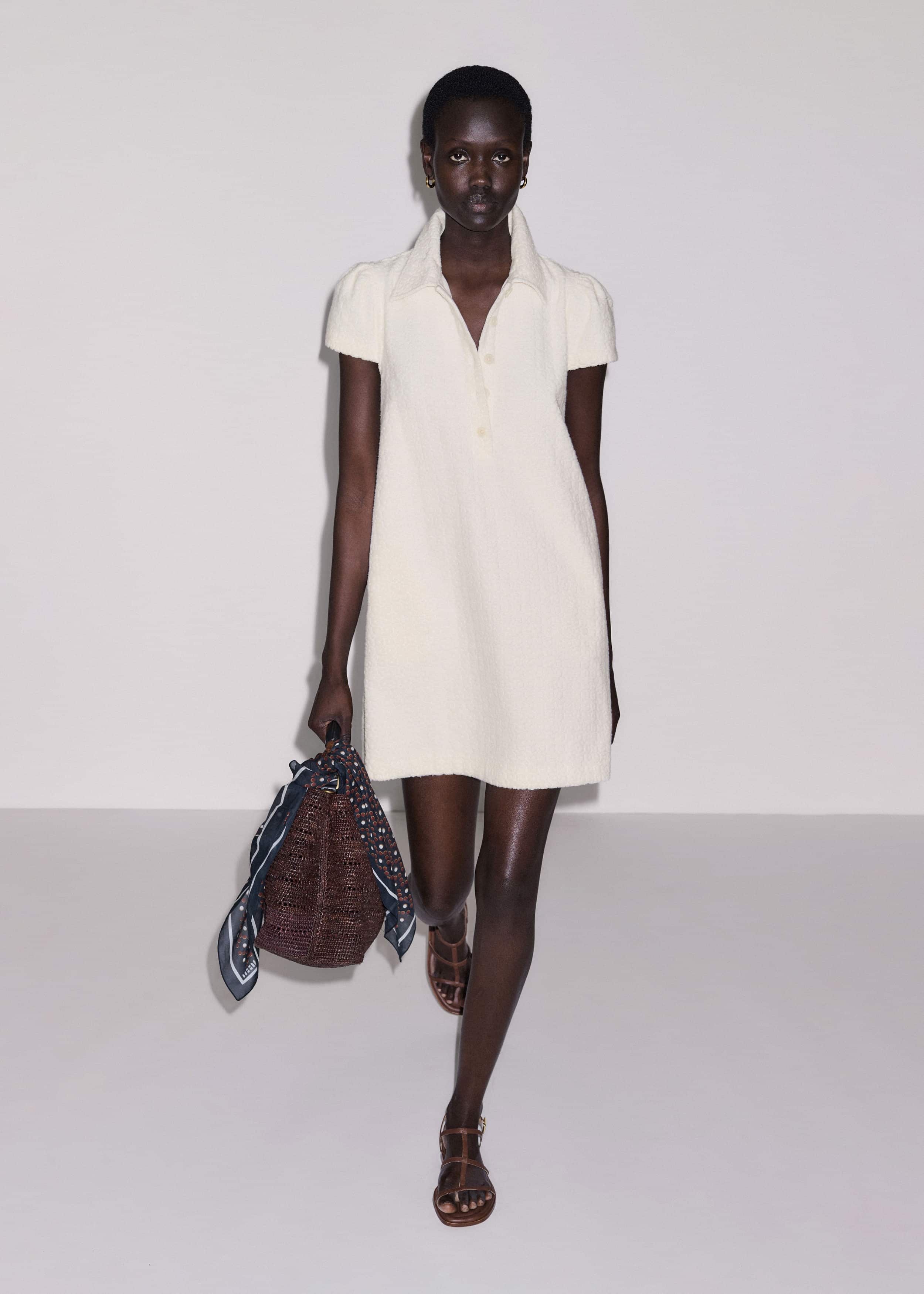 Cream Jacquard Short Swing Dress