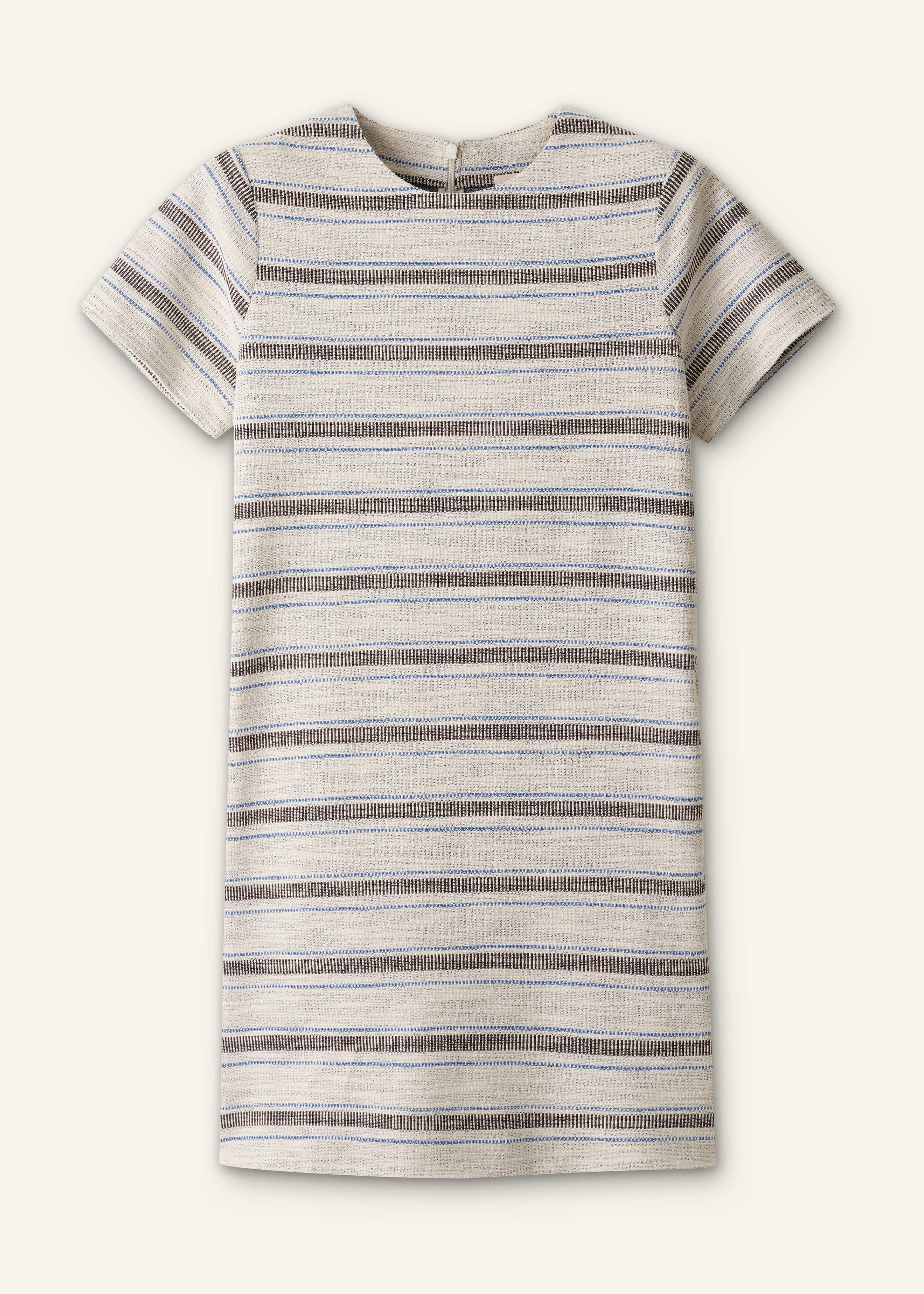 Cream Striped A-Line Mini Dress