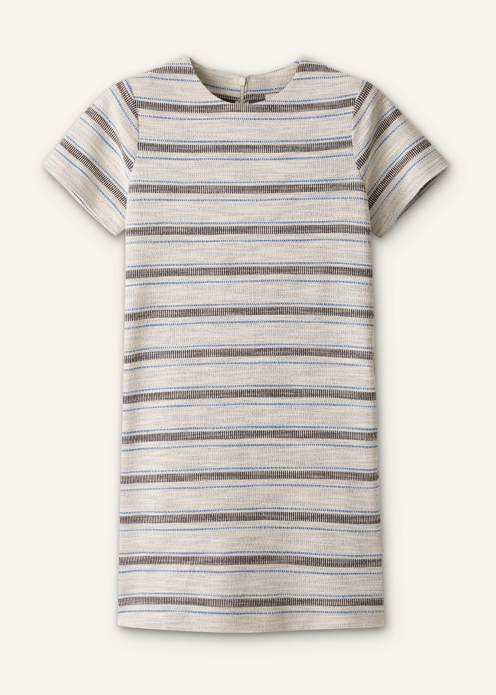Cream Striped A-Line Mini Dress