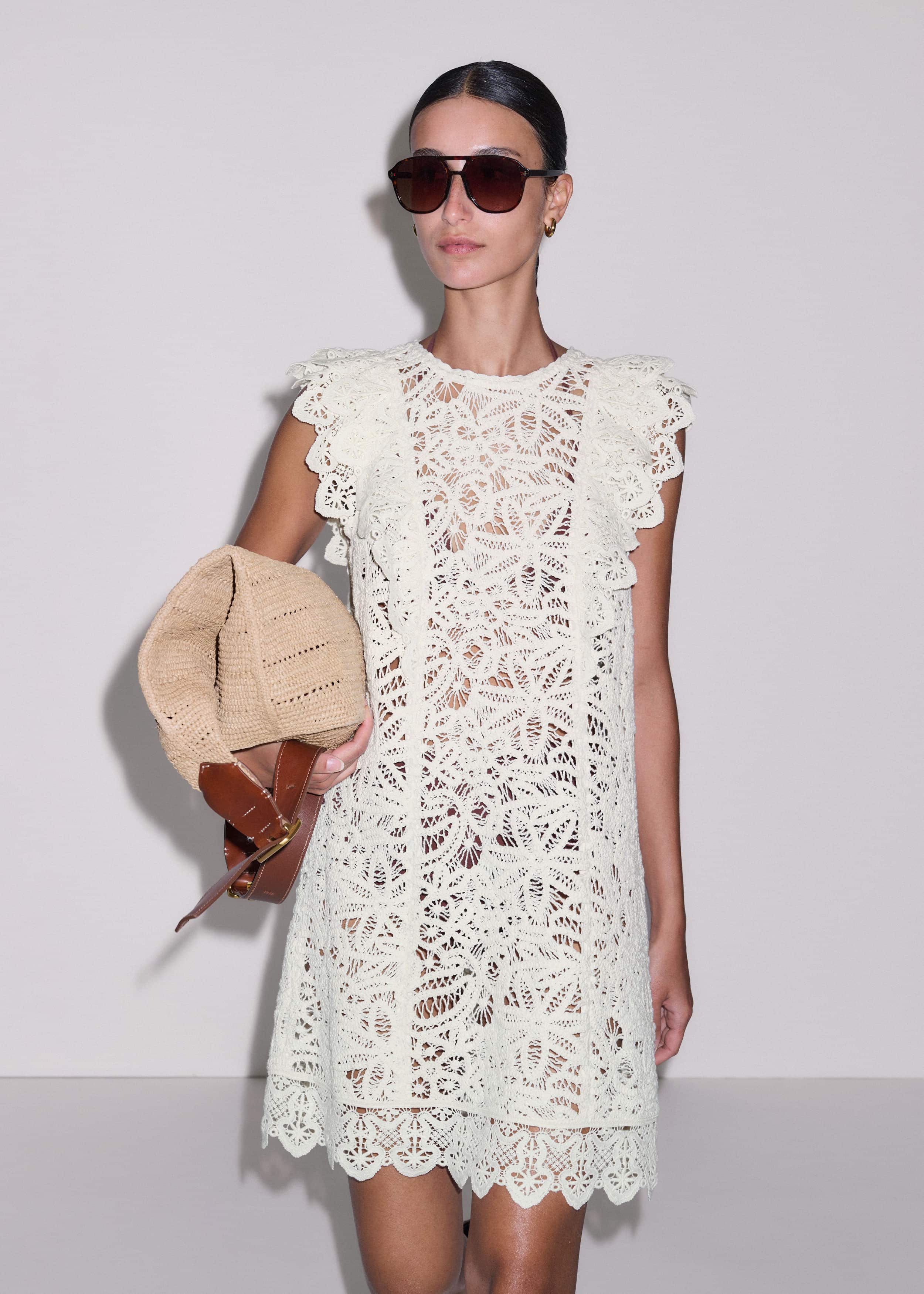 Cream Lace Layer Mini Dress