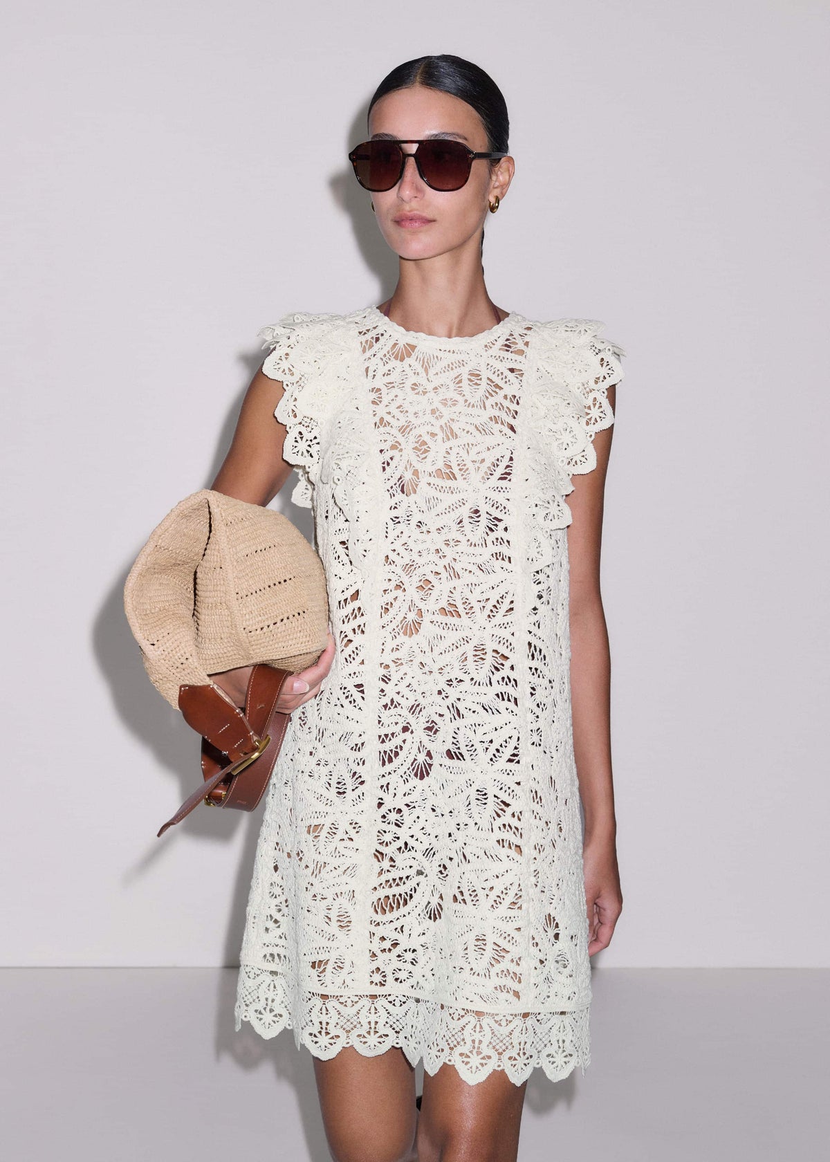 Cream Lace Layer Mini Dress