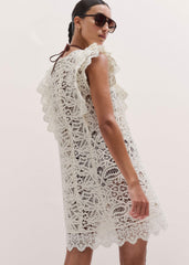 Cream Lace Layer Mini Dress