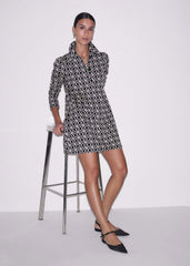 ME+EM's Navy Graphic Jacquard Short A-Line Dress is crafted from soft jersey in a graphic blend of colors. Shop now.