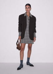 ME+EM's Navy Graphic Jacquard Short A-Line Dress is crafted from soft jersey in a graphic blend of colors. Shop now.