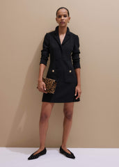 Black Day-To-Evening Textured Mini Dress