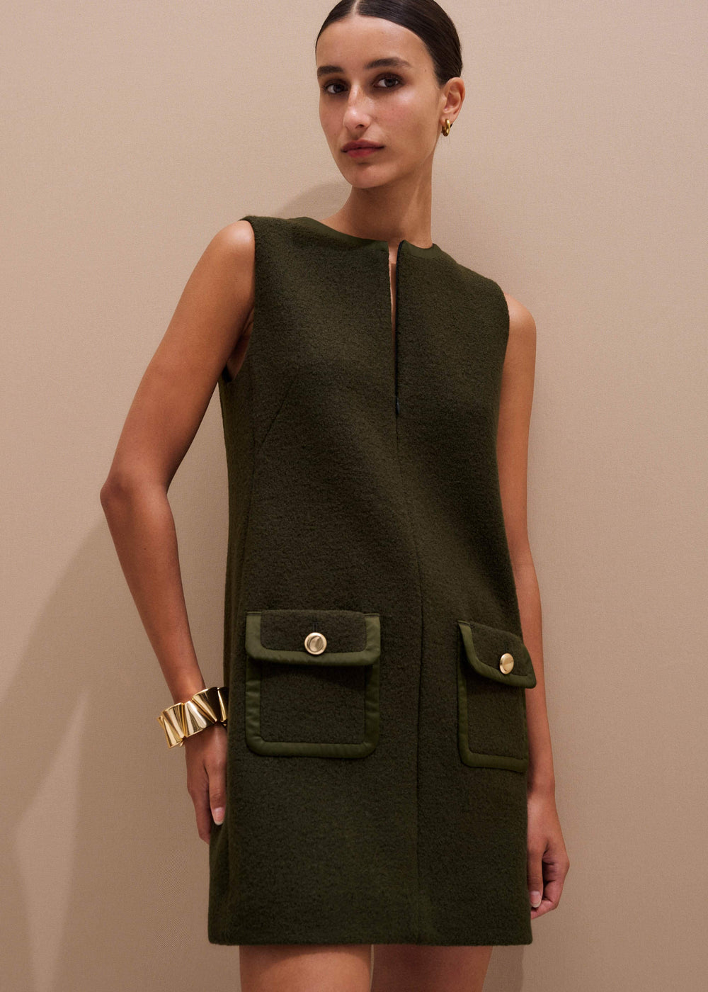 Olive Green Shift Mini Dress