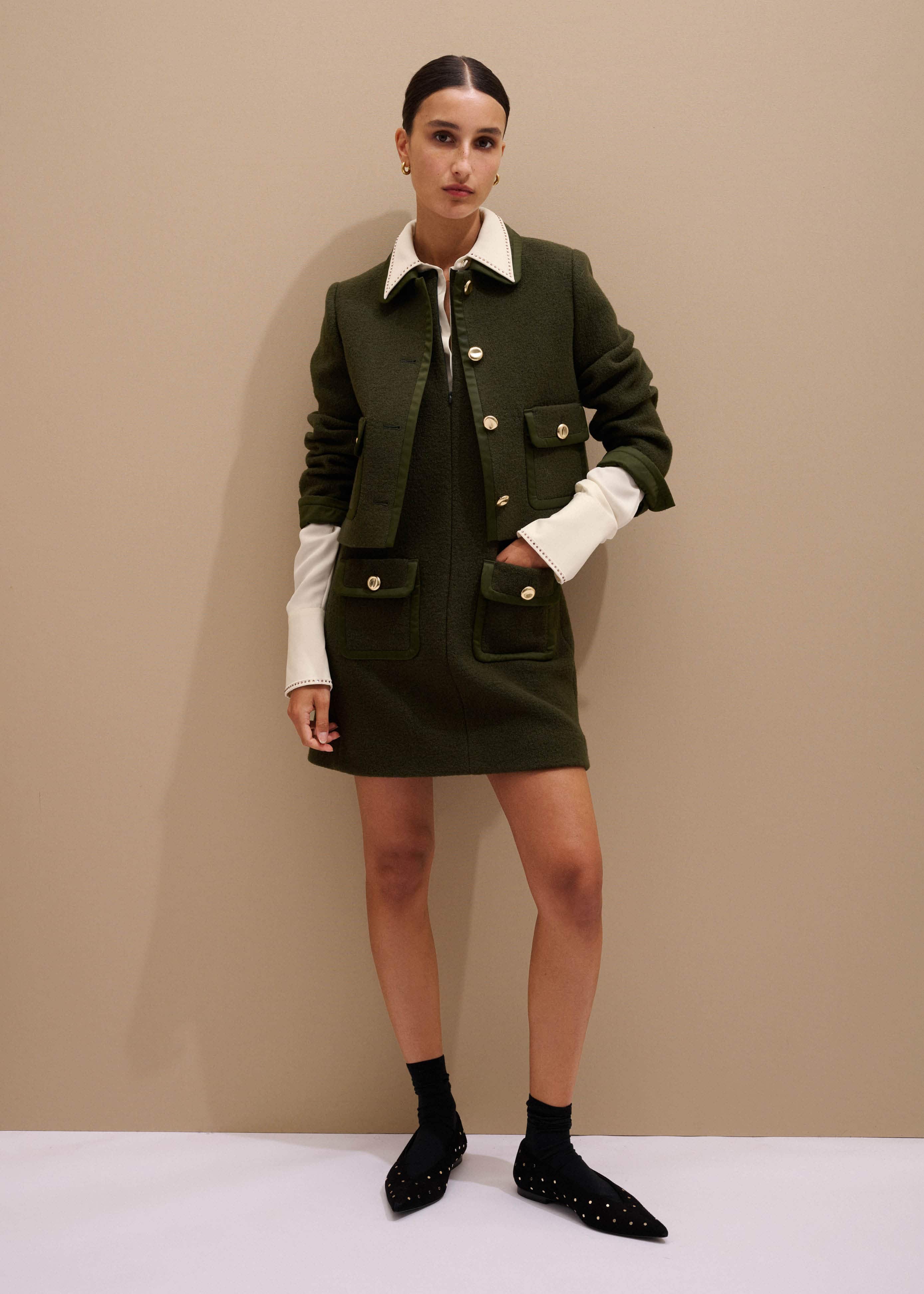 Olive Green Shift Mini Dress