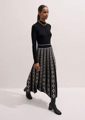 Black Jacquard Half Zip Maxi Dress