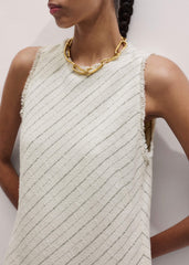 Ivory Striped Bias Cut Maxi Dress