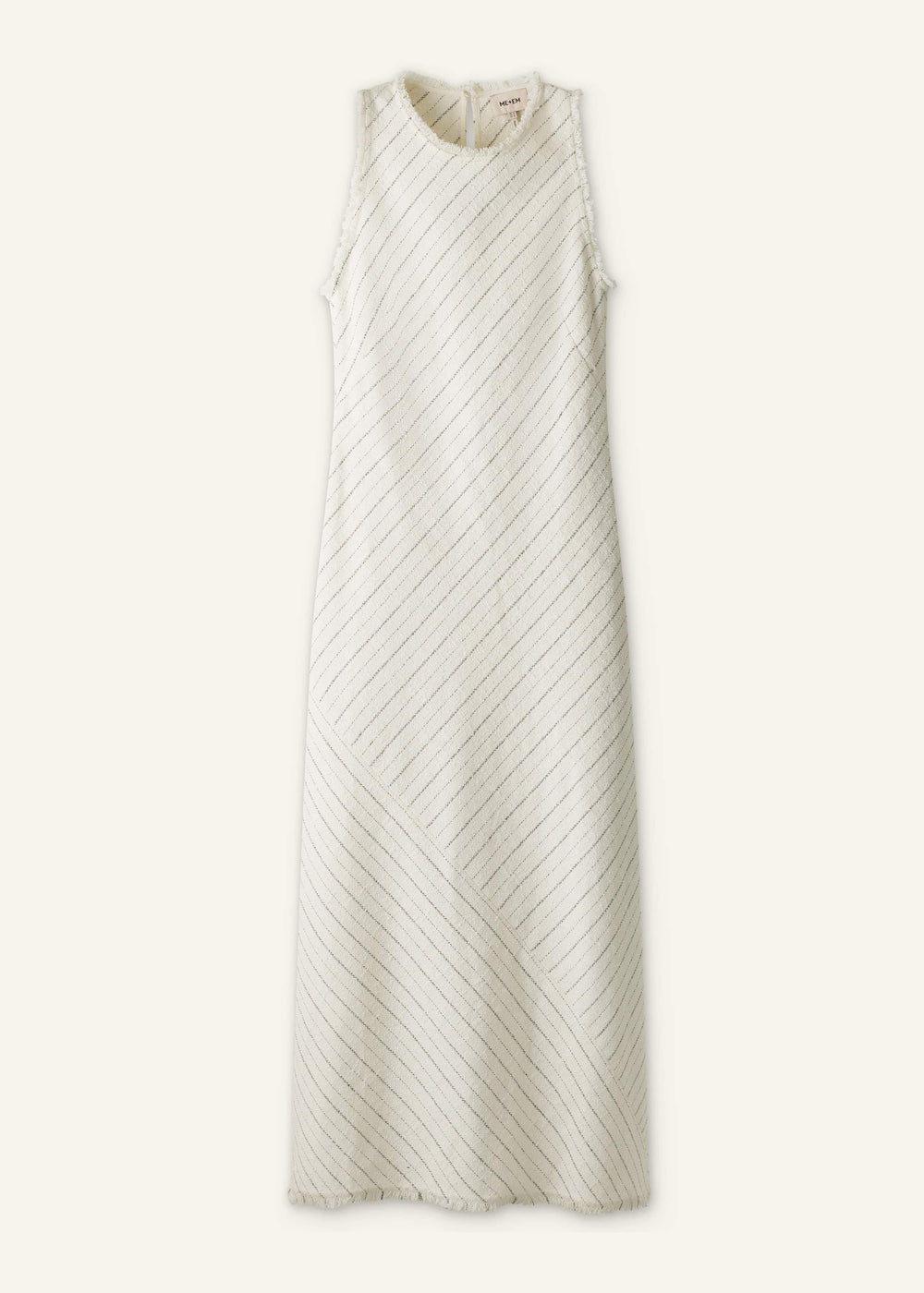 Ivory Striped Bias Cut Maxi Dress