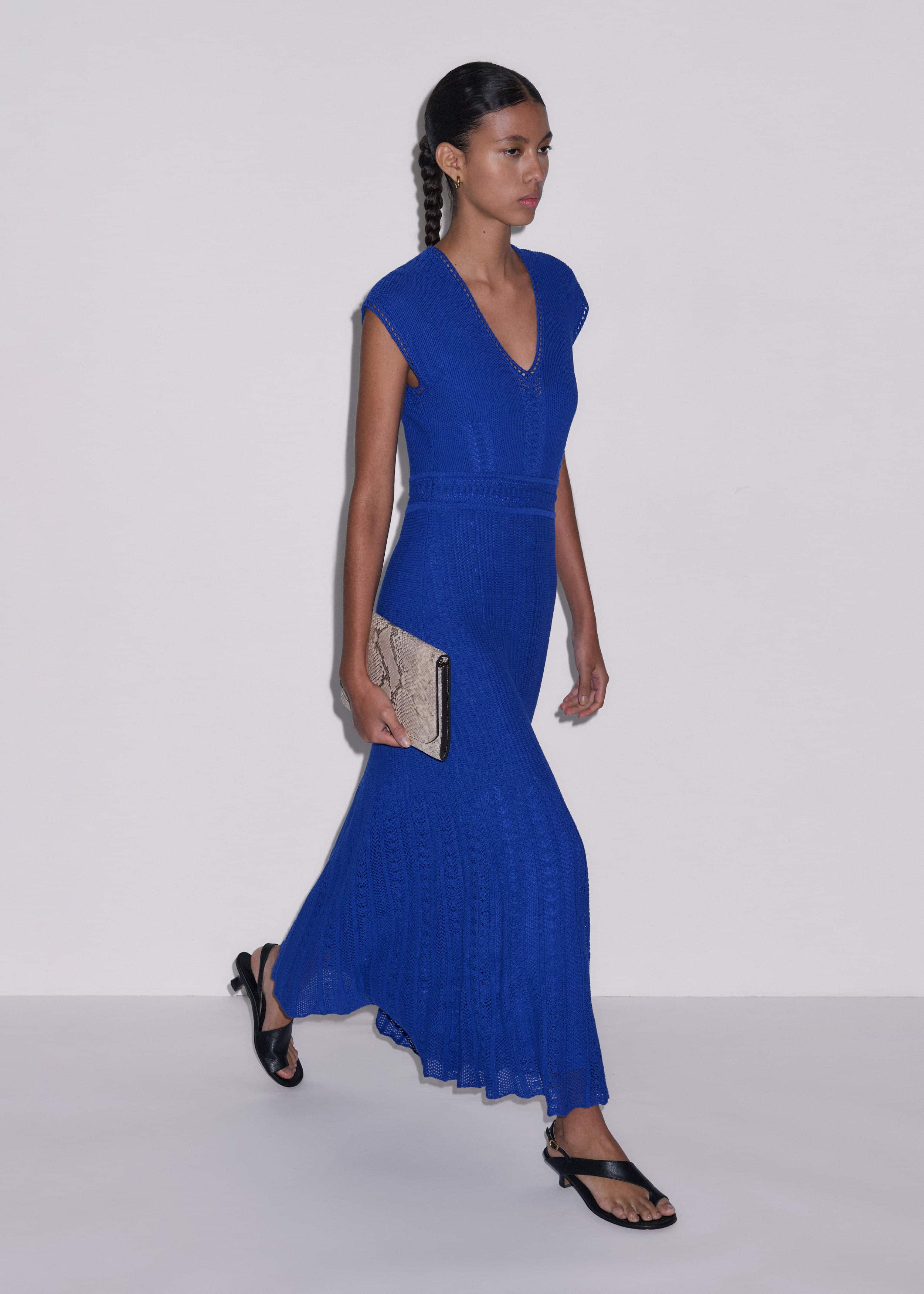 Blue Pointelle Maxi Dress