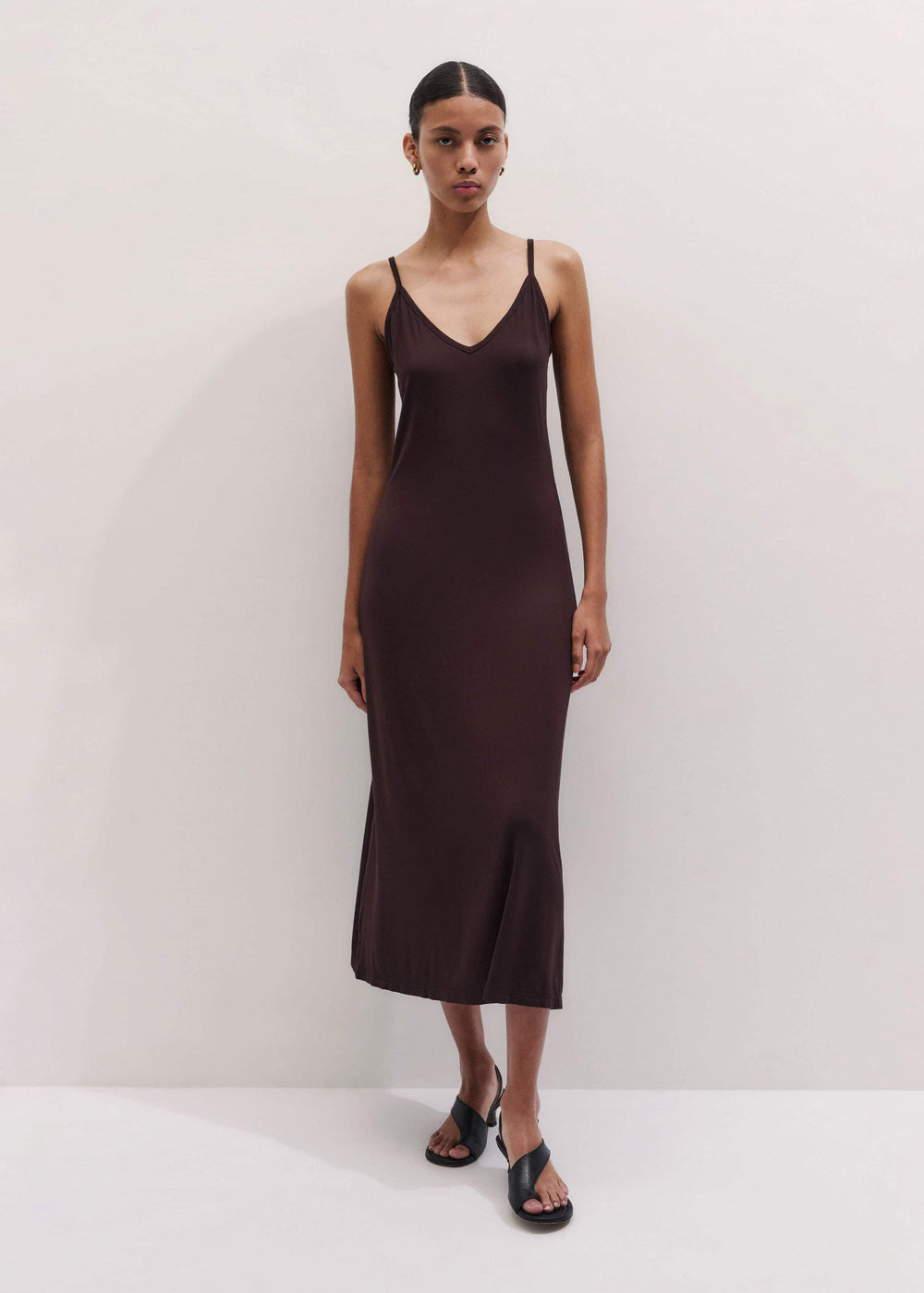 Brown Pointelle Maxi Dress