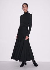 Black High Neck Knit Maxi Dress + Layering Top